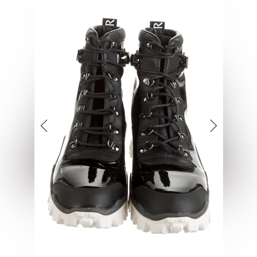 Moncler Black Patent Leather Combat Boots - Picture 3 of 10